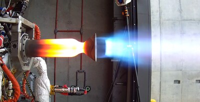 Upper Nozzle Section undergoing hot fire testing (Image Credit: Intuitive Machines)
