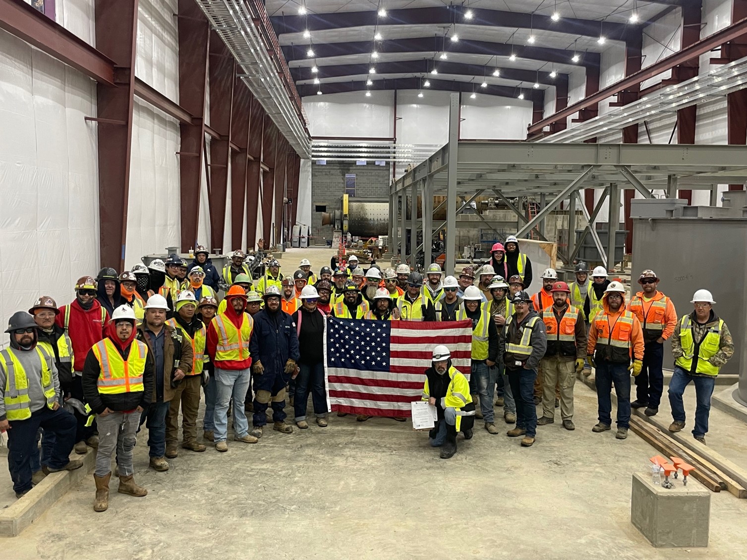 Bunker Hill Staff and Contractors standing inside the 1800tpd processing plant in Kellogg, Idaho