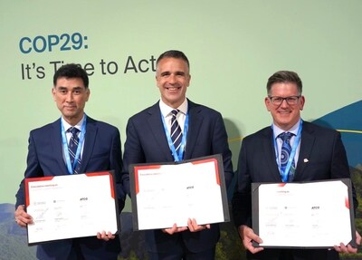 From L to R: Ramesh Singaram, Chief Executive Officer of GE Asia; Peter Malinauskas, Premier of South Australia; John Ivulich, Chief Executive Officer and Country Chair, ATCO Australia (CNW Group/Canadian Utilities Limited)