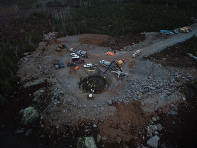 Concrete poured to create the base for a turbine at the Benjamins Mill wind project in Hants County, Nova Scotia. (CNW Group/Canada Infrastructure Bank)