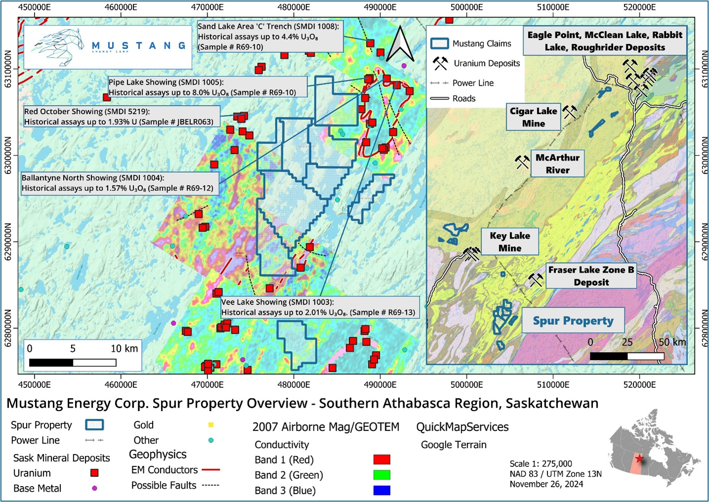 Mustang Energy's newly acquired claim Spur Project