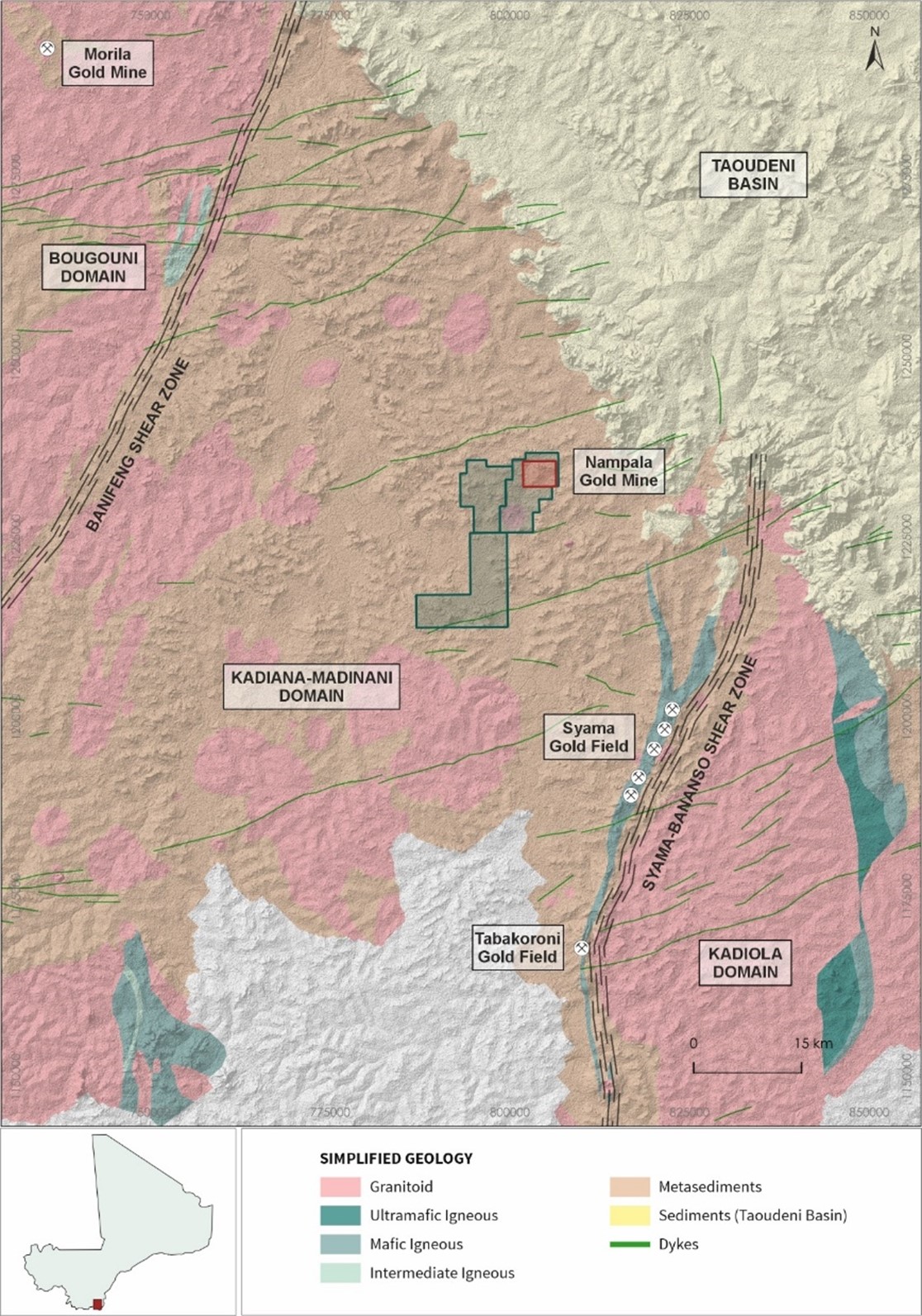 Simplified Regional Geology of the Bagoe Greenstone Belt