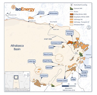 Figure 1 – Location of IsoEnergy’s exploration projects in the eastern Athabasca Basin. (CNW Group/IsoEnergy Ltd.)