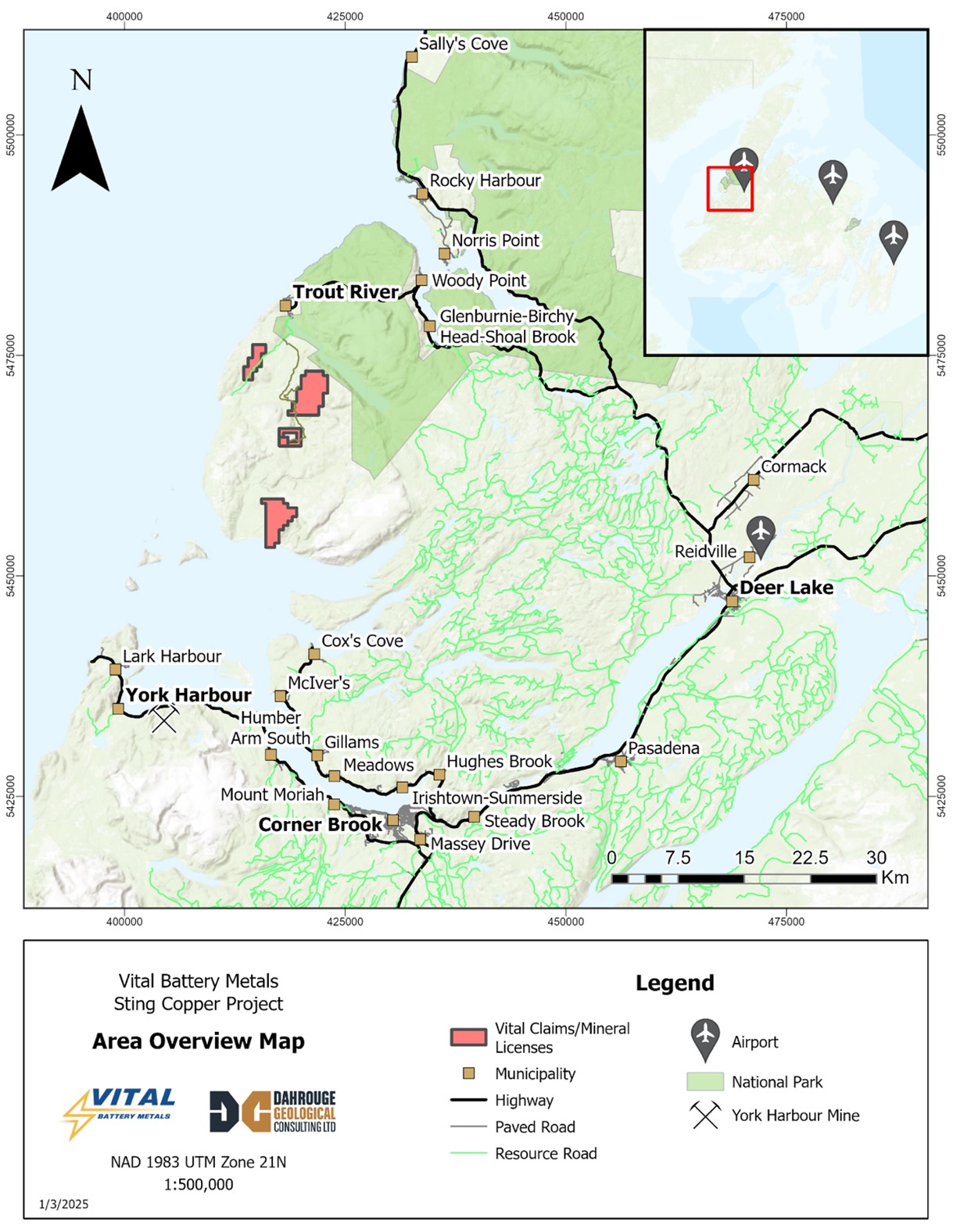 Sting Copper Project Location Map