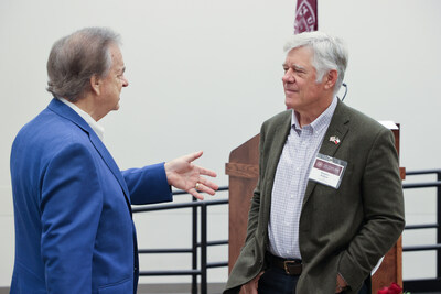 Texas A&M University Chancellor John Sharp, left, with Natura Resources CEO Douglass Robison.