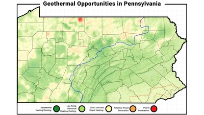 The report finds that Pennsylvania's subsurface has robust potential for geothermal energy development. From near universal opportunities for building heating and cooling across the Commonwealth to agricultural and manufacturing potential in York, Lancaster, Chester, Philadelphia, Delaware, McKean, Butler, Warren, and other counties. The report also identifies hotspots across the Commonwealth that can generate secure and always-on geothermal electricity.