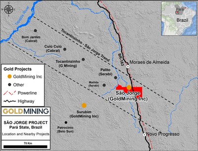 Figure 1 – Tapajós Gold District and location of the São Jorge Project. (CNW Group/GoldMining Inc.)