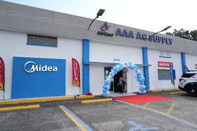 The exterior of the first Midea-branded showroom, training center & distribution facility in Florida