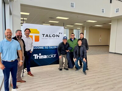 Talon PV and Trina Solar executives meeting at Talon PV's U.S. based TOPCon solar cell manufacturing facility.