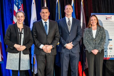 Wesco Senior Director of Talent Acquisition Dee Brogan (far right) attended the MSEP 2025 Induction Ceremony, seen here with Department of Defense’s Military Spouse Employment Partnership (MSEP) officials.