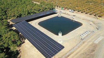 The Feather Water District project uses carport racking technology to elevate the solar panels next to the district’s irrigation ponds, maximizing energy generation in a limited footprint.