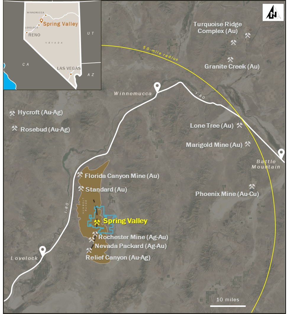 Spring Valley Property and Nearby Au-Rich Deposits