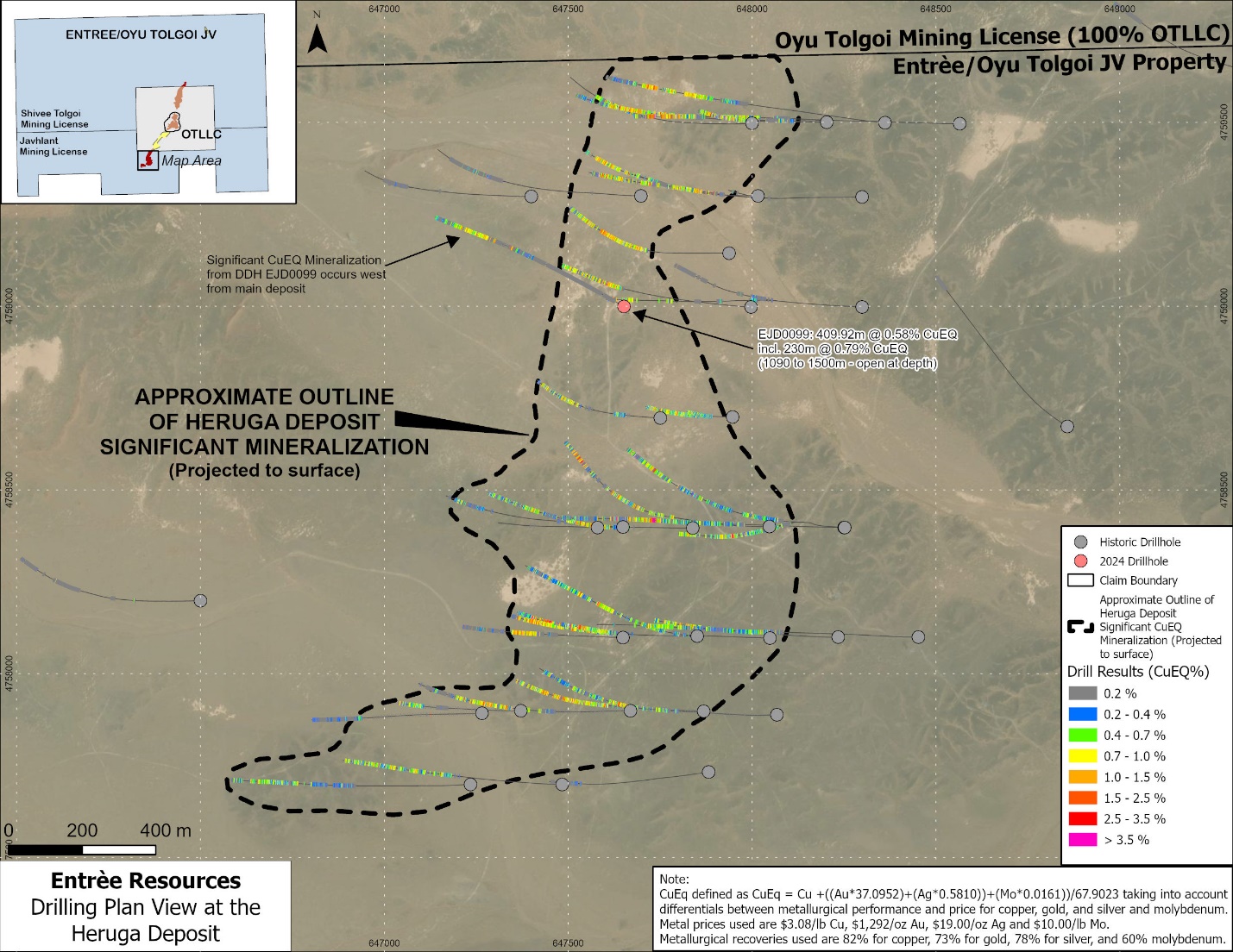 Figure 2: Plan View of Heruga Deposit Drilling